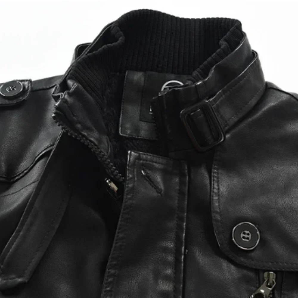 Stilvolle lange Motorradlederjacke