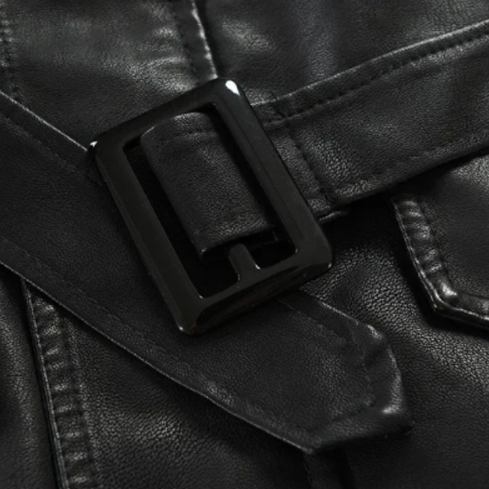 Stilvolle lange Motorradlederjacke
