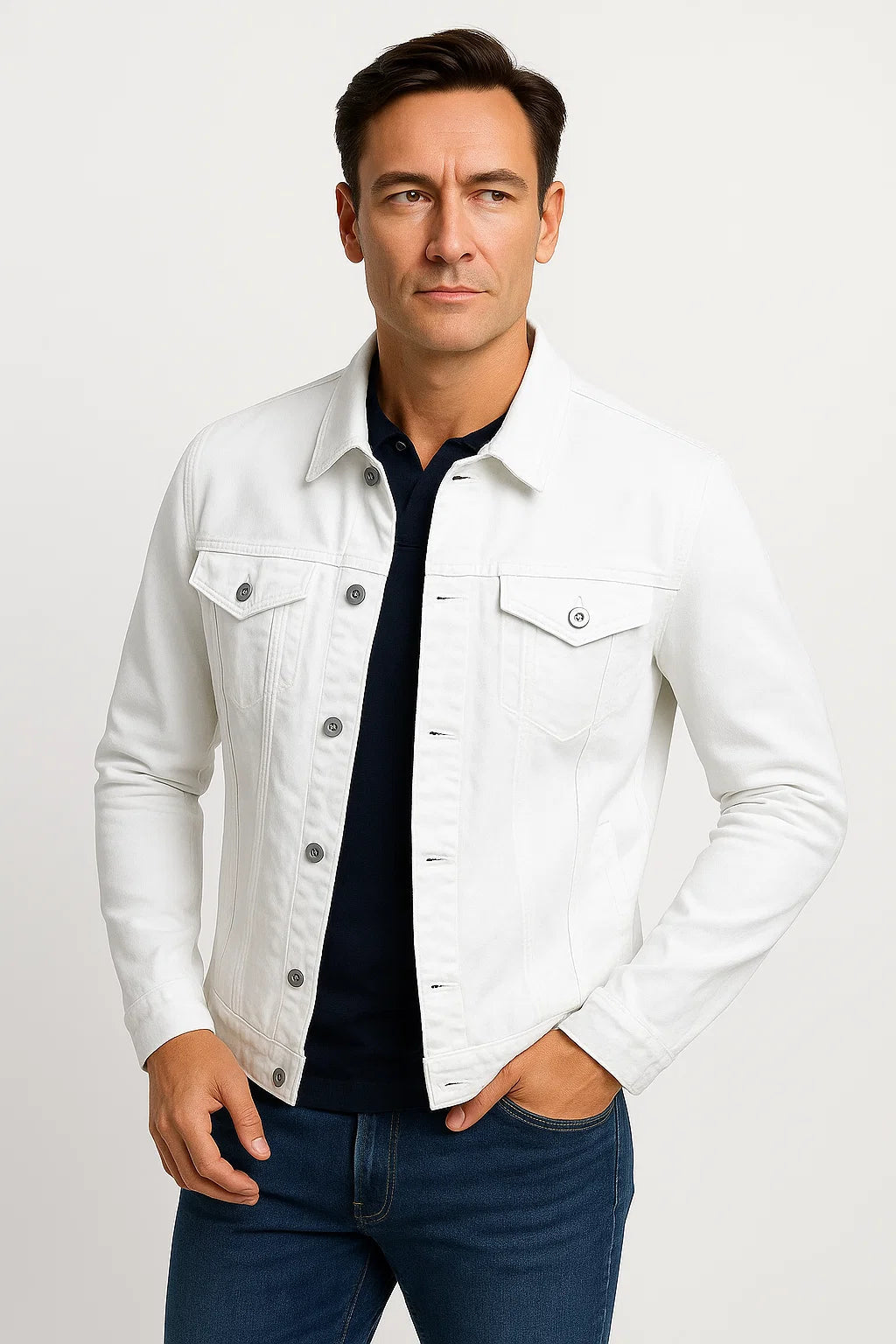 Herren Freizeitjacke Baumwollmischung Smart-Casual Bequeme Passform