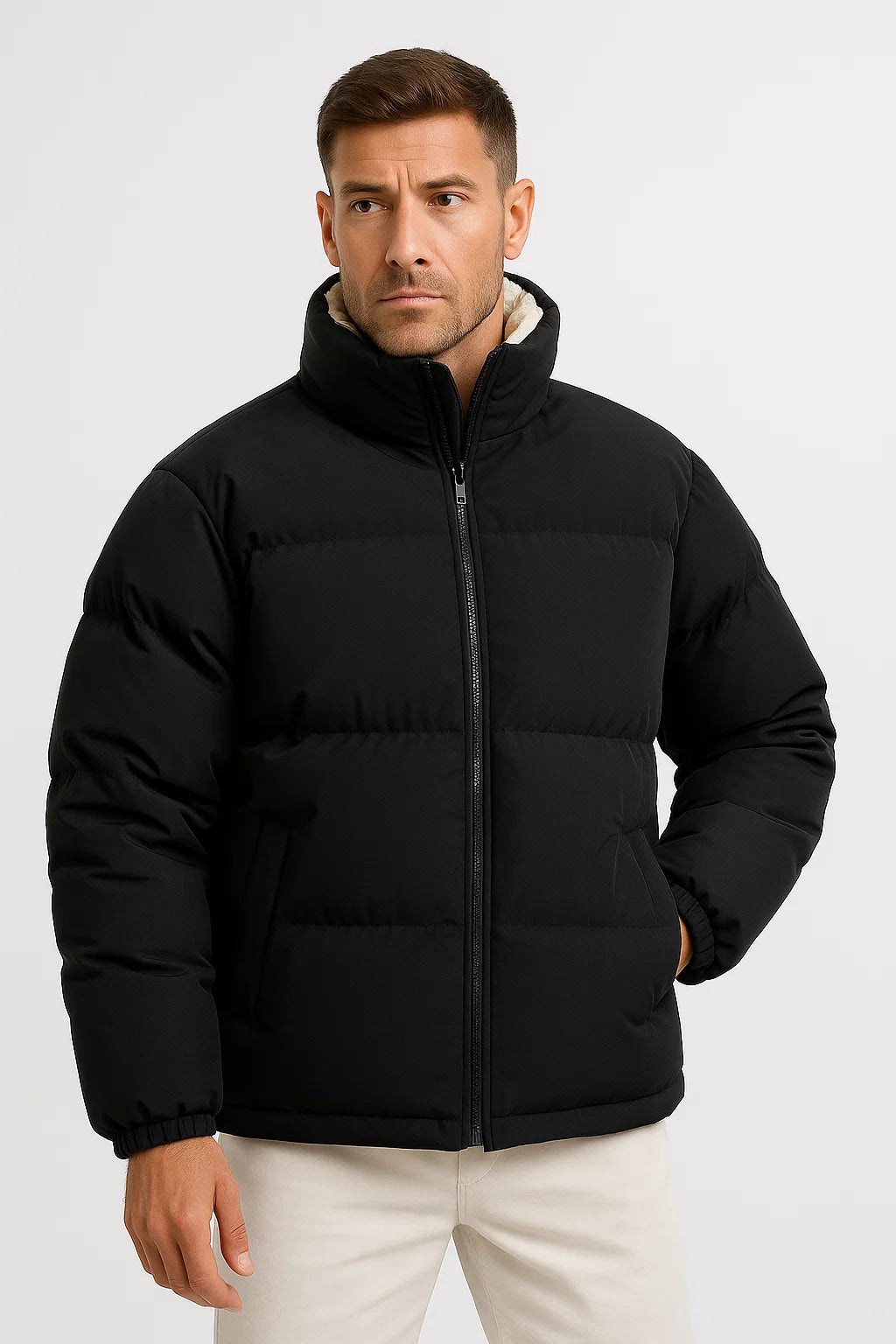 Herren Pufferjacke aus Polyester, isoliert, lässige Winterbekleidung