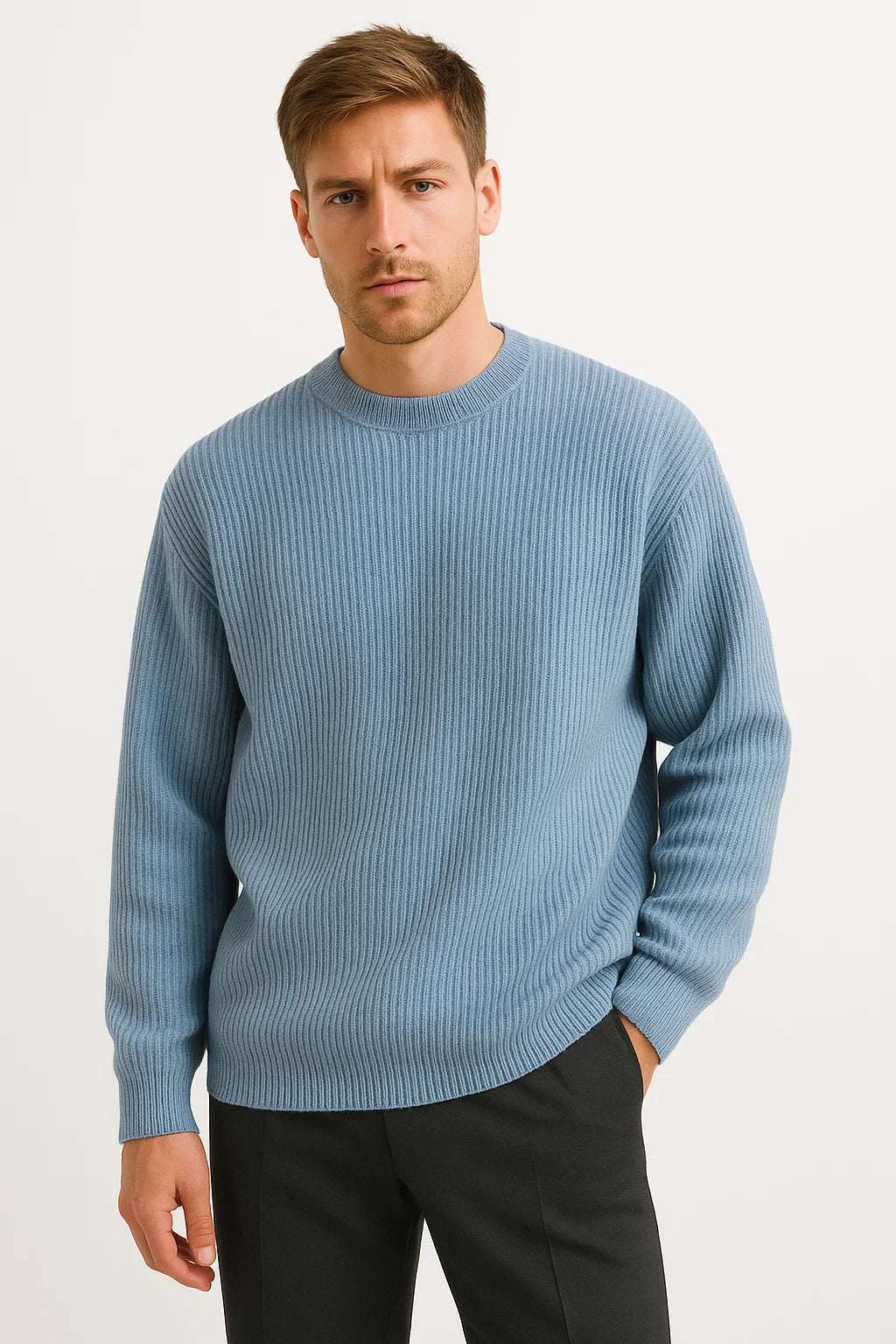 Herren Oversized Pullover aus Acryl mit Geripptem Design