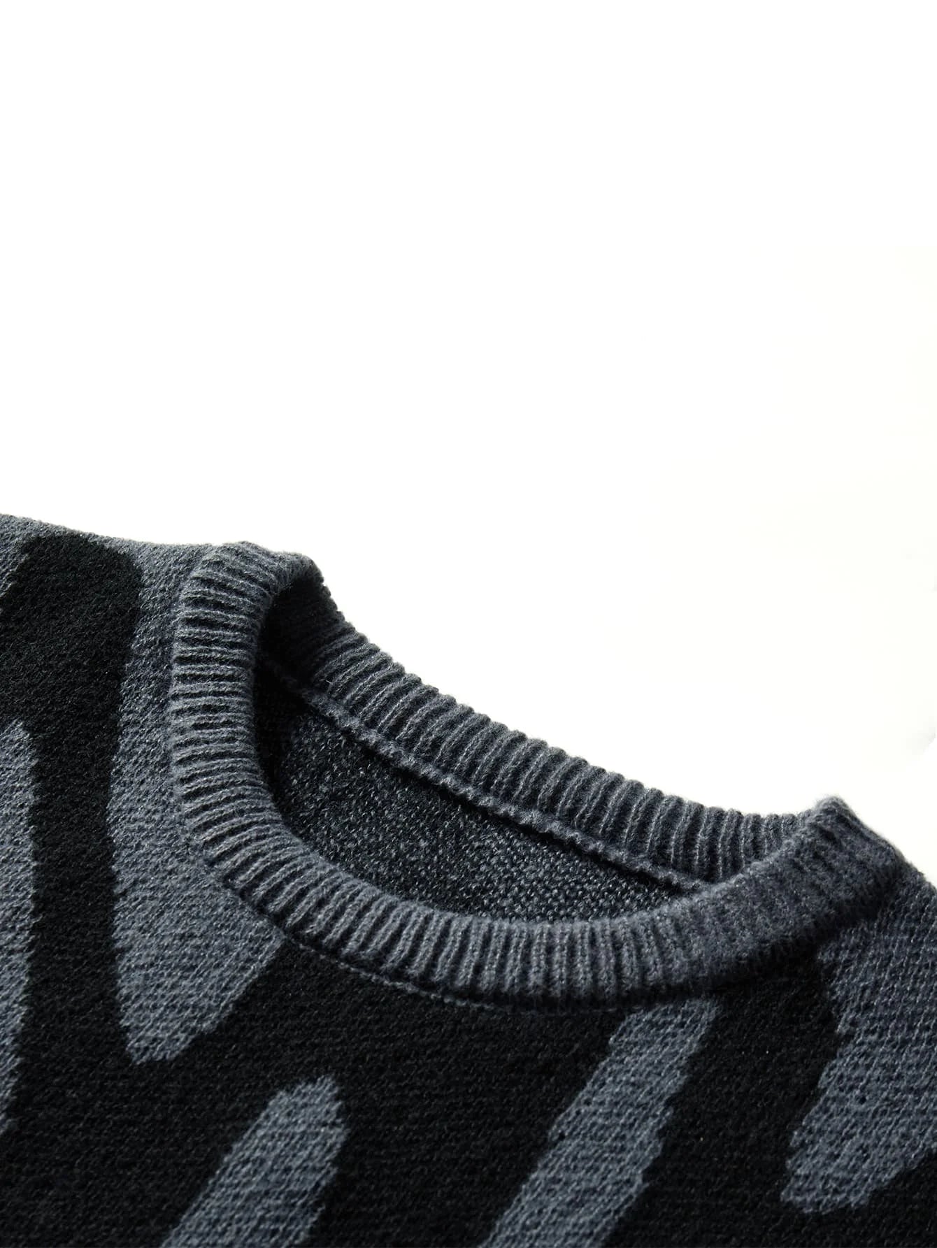 Herren Oversized Pullover aus leichter Wolle mit abstraktem Design