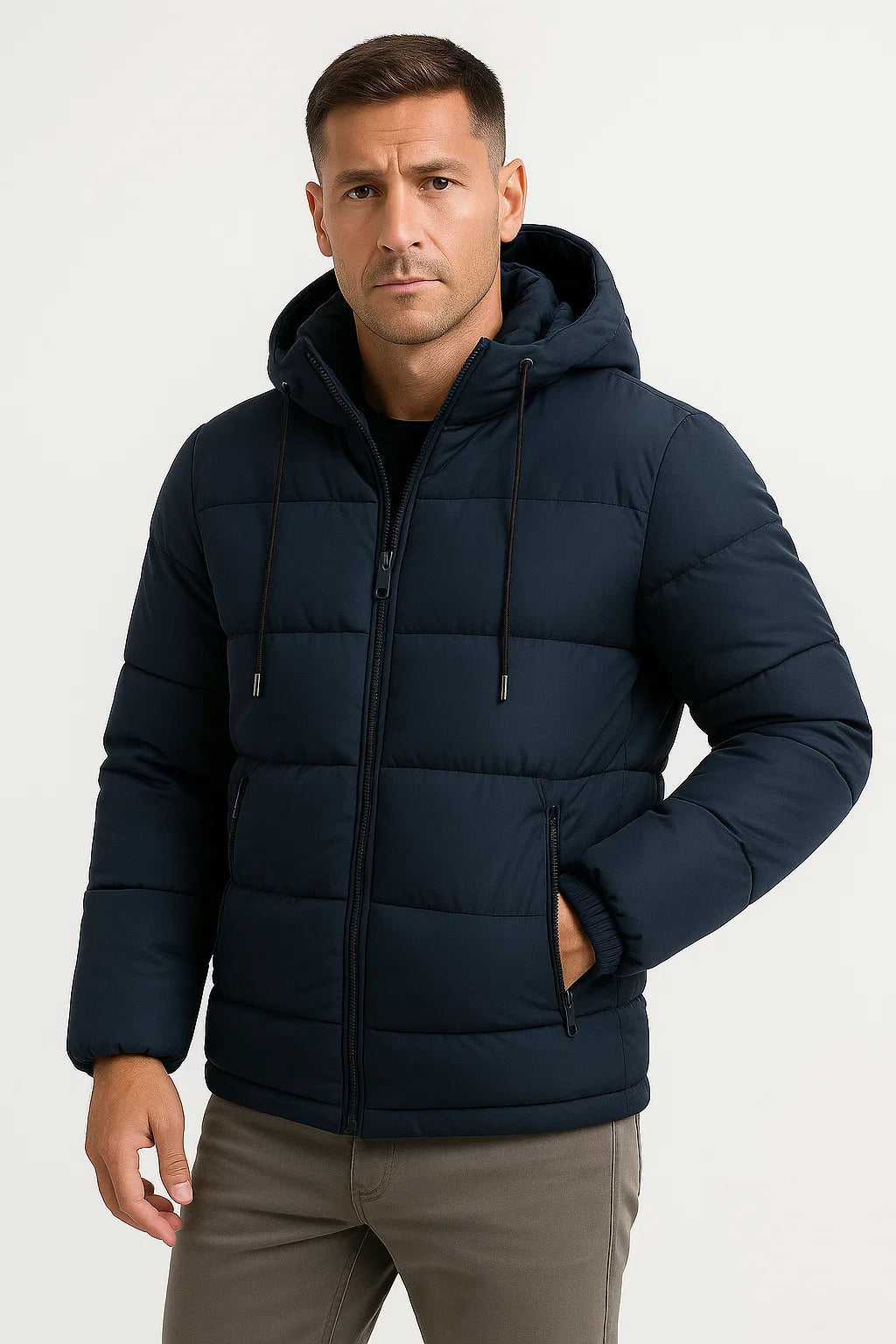 Herren Isolierte Pufferjacke aus Baumwollmischung mit Kapuze