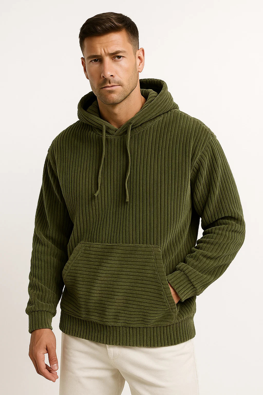 Herren Corduroy Hoodie – Lässig, Bequem und Entspannt geschnitten