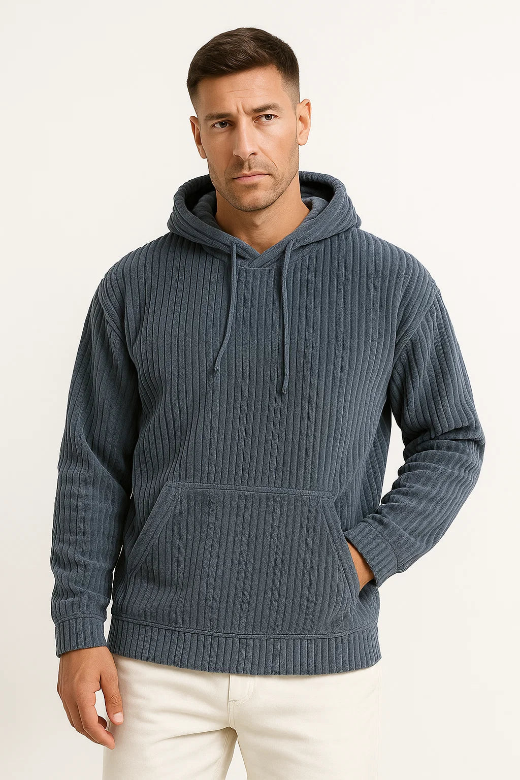 Herren Corduroy Hoodie – Lässig, Bequem und Entspannt geschnitten