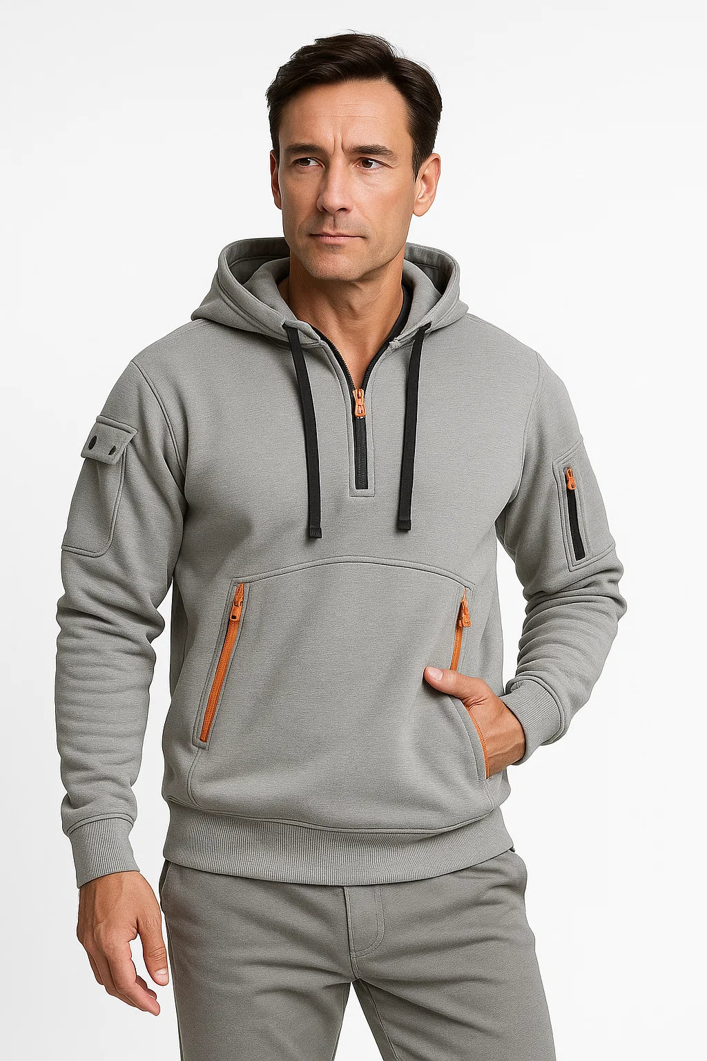 Herren Baumwoll-Hoodie im modernen Schnitt mit praktischen Taschen – Lässig und vielseitig