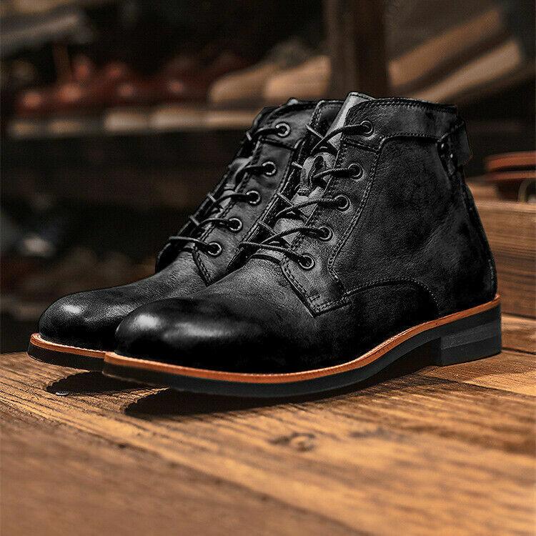 Schwarze Herren Leder Stiefeletten mit Schnürung – Komfortabel und Langlebig