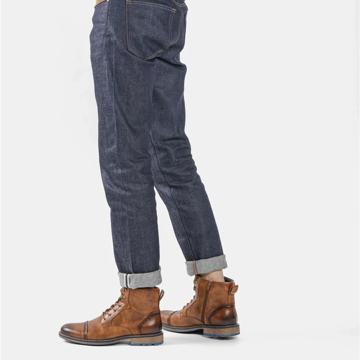 Herren Retro-Lederstiefel mit Bequemer Passform