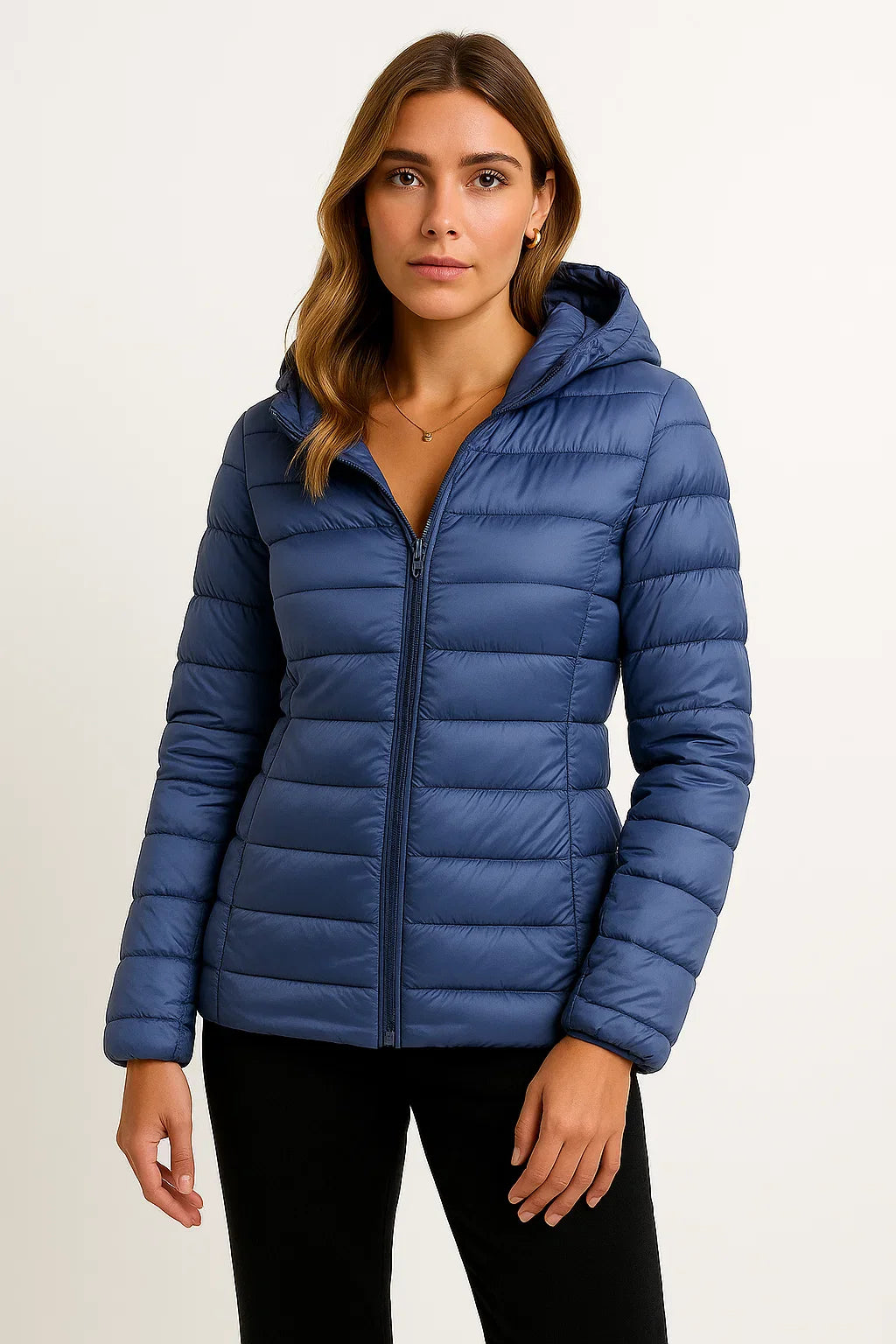 Damen Daunenjacke Schwarz Leichte Winterjacke mit Kapuze Packbare Freizeitgestaltung