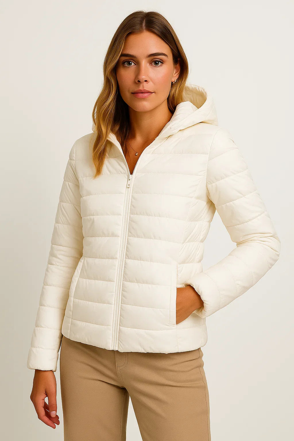 Damen Daunenjacke Schwarz Leichte Winterjacke mit Kapuze Packbare Freizeitgestaltung