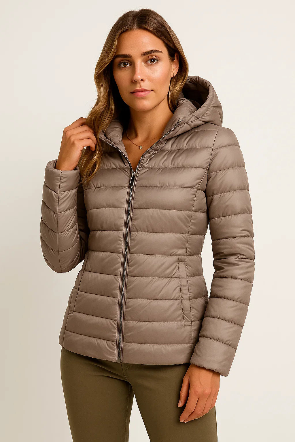 Damen Daunenjacke Schwarz Leichte Winterjacke mit Kapuze Packbare Freizeitgestaltung