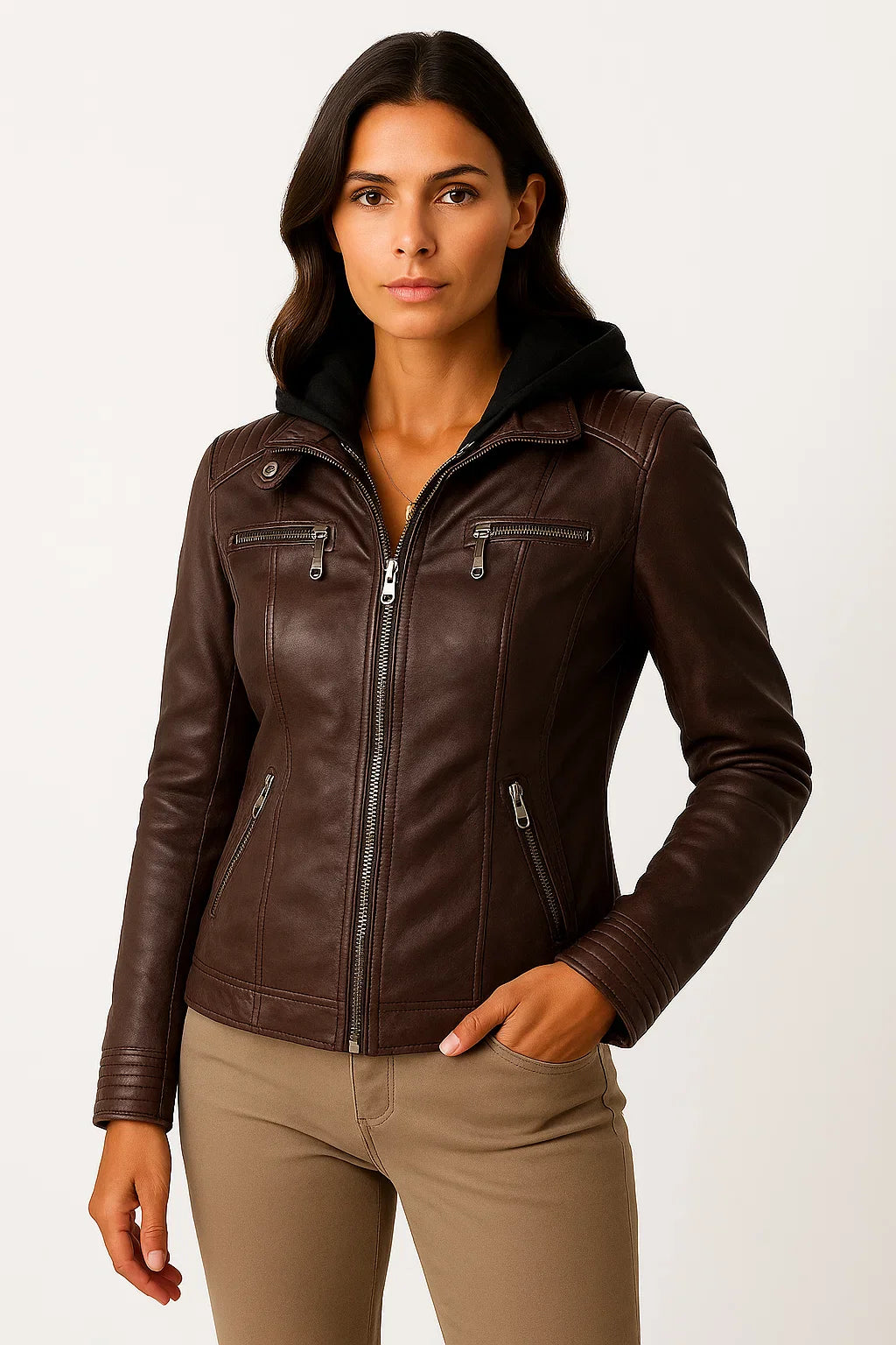 Damen Hoodie Schwarz Weicher Reißverschluss Asymmetrisches Design Moto-Stil Für Frauen