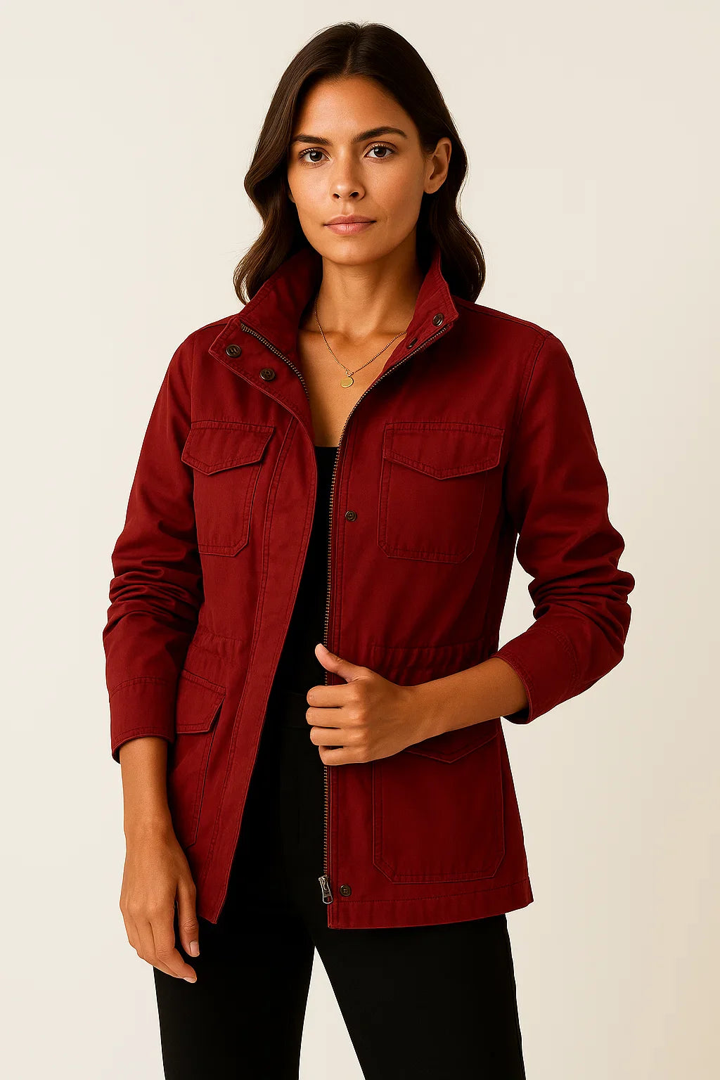 Damenjacke aus Polyester Elegantes Casual-Design mit praktischen Taschen