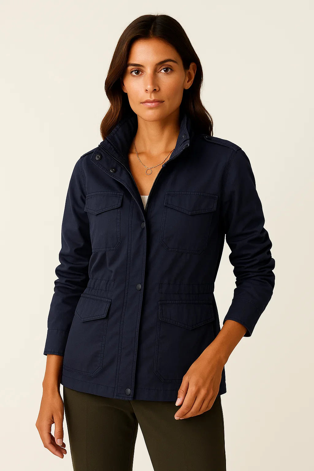 Damenjacke aus Polyester Elegantes Casual-Design mit praktischen Taschen