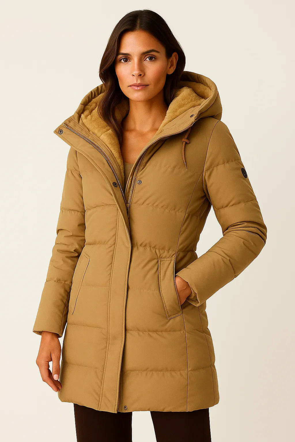 Damen Schwarze Pufferjacke Isoliert Polyester Elegantes Design für Herbst und Winter