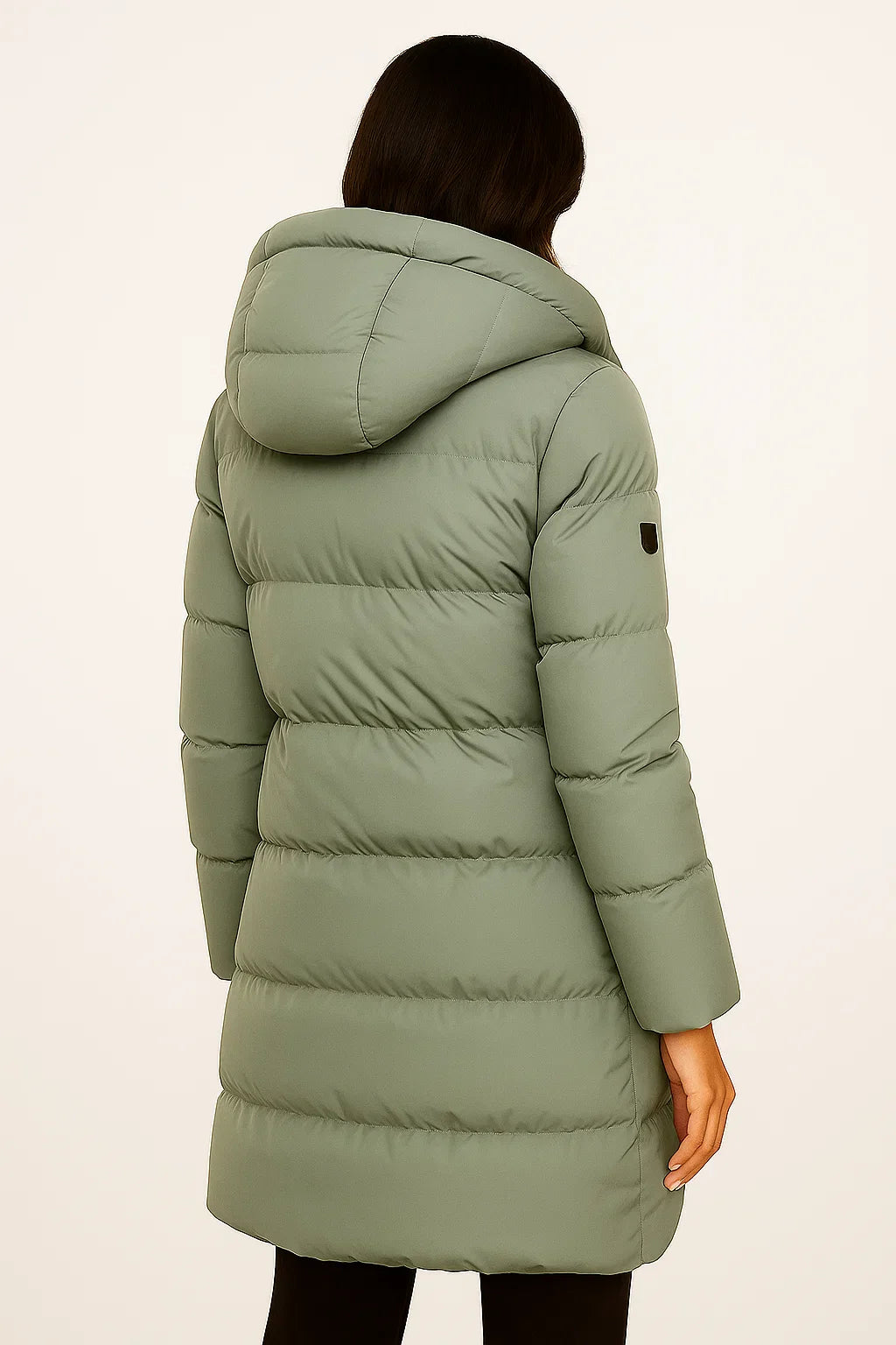 Damen Schwarze Pufferjacke Isoliert Polyester Elegantes Design für Herbst und Winter
