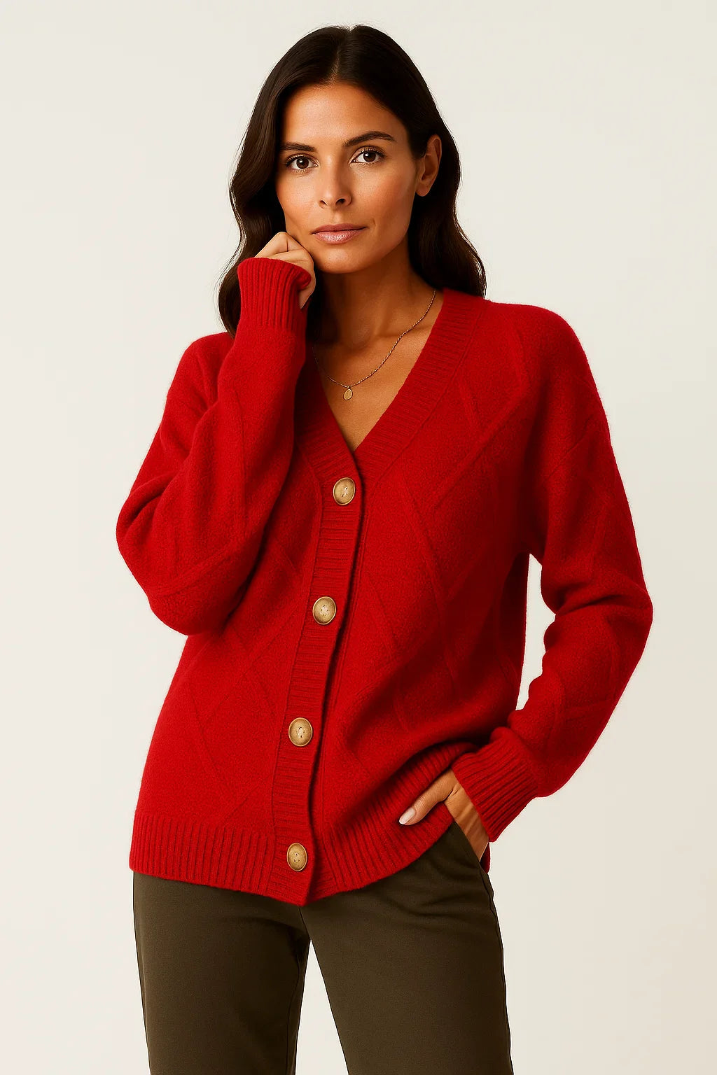 Damen Langer Cardigan Weiches Seidengefühl Eleganter Strick Leicht
