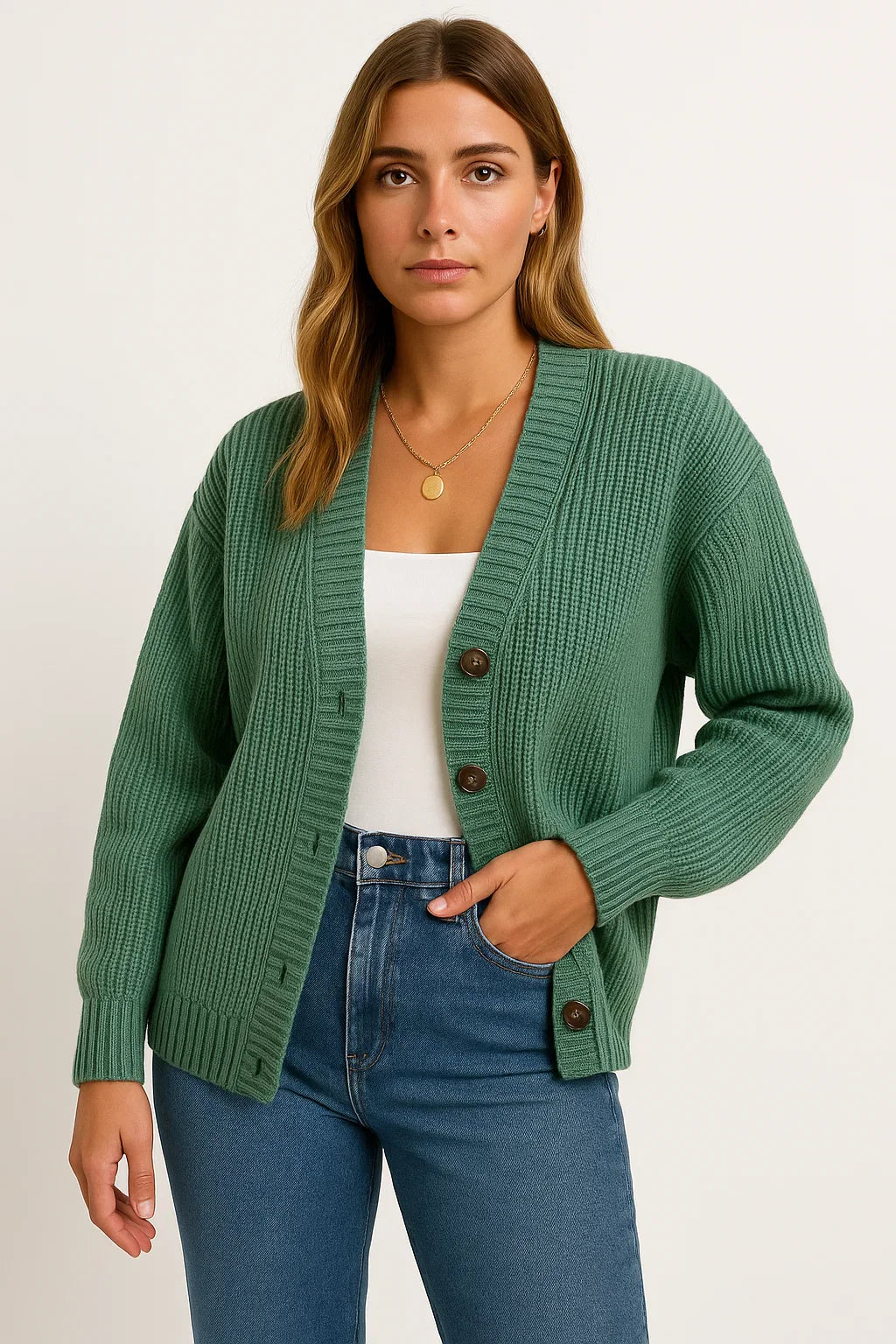 Damen Langer Cardigan Weiches Material Eleganter Oversize Schnitt Grau