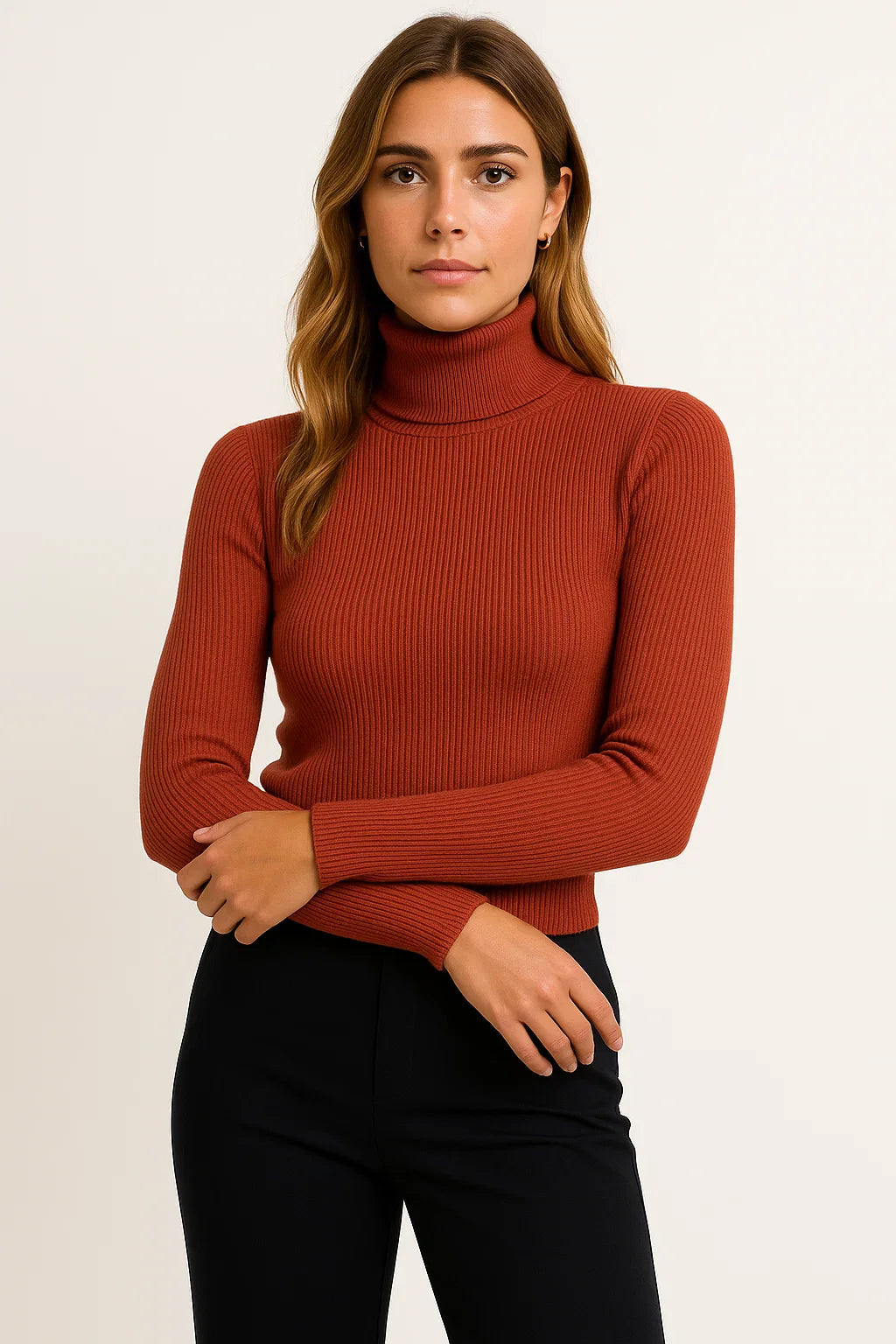Damen Rollkragenpullover Grau Weiches Strick Elegant Lässig Für Herbst Winter