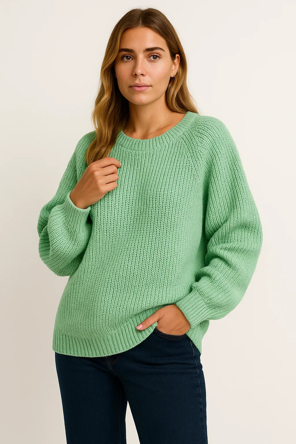 Damenpullover Grau Lockere Passform Weicher Lässiger Stil Gerippt
