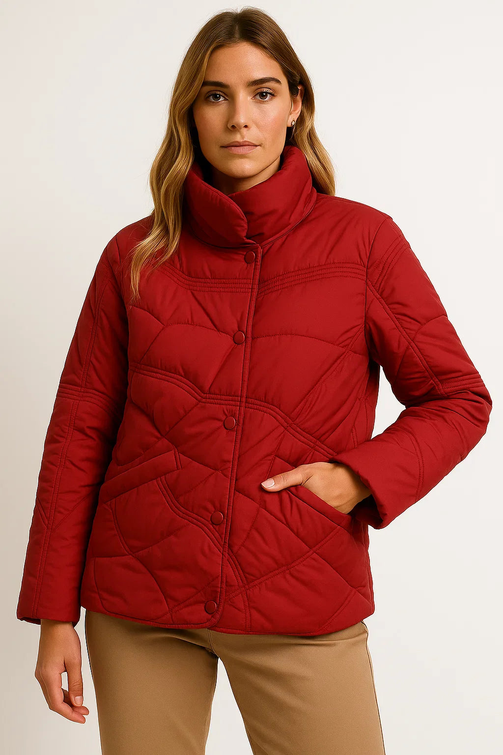 Damen Winterjacke Grau Leicht Polyester Lässig Bequem Für Übergangswetter