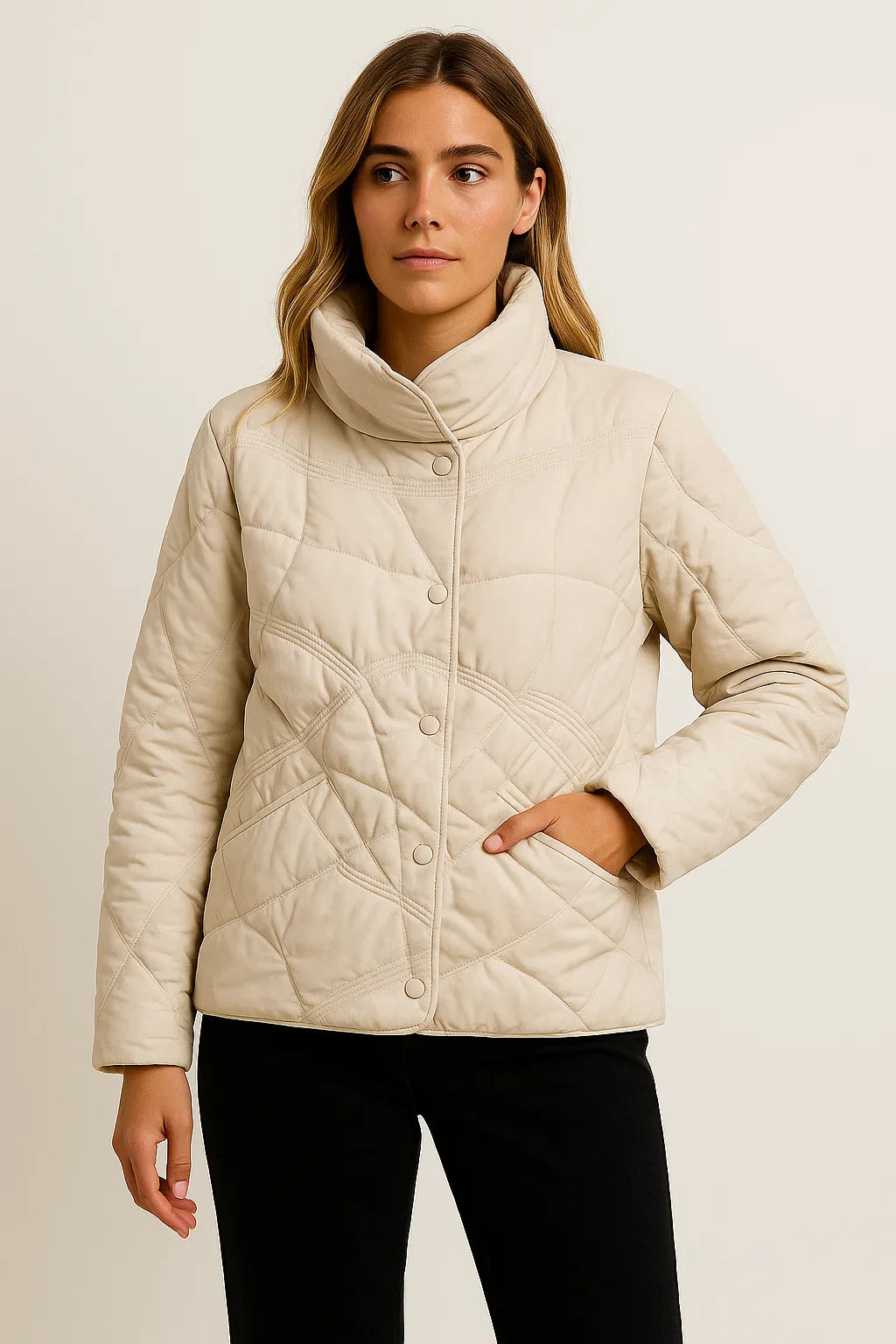 Damen Winterjacke Grau Leicht Polyester Lässig Bequem Für Übergangswetter