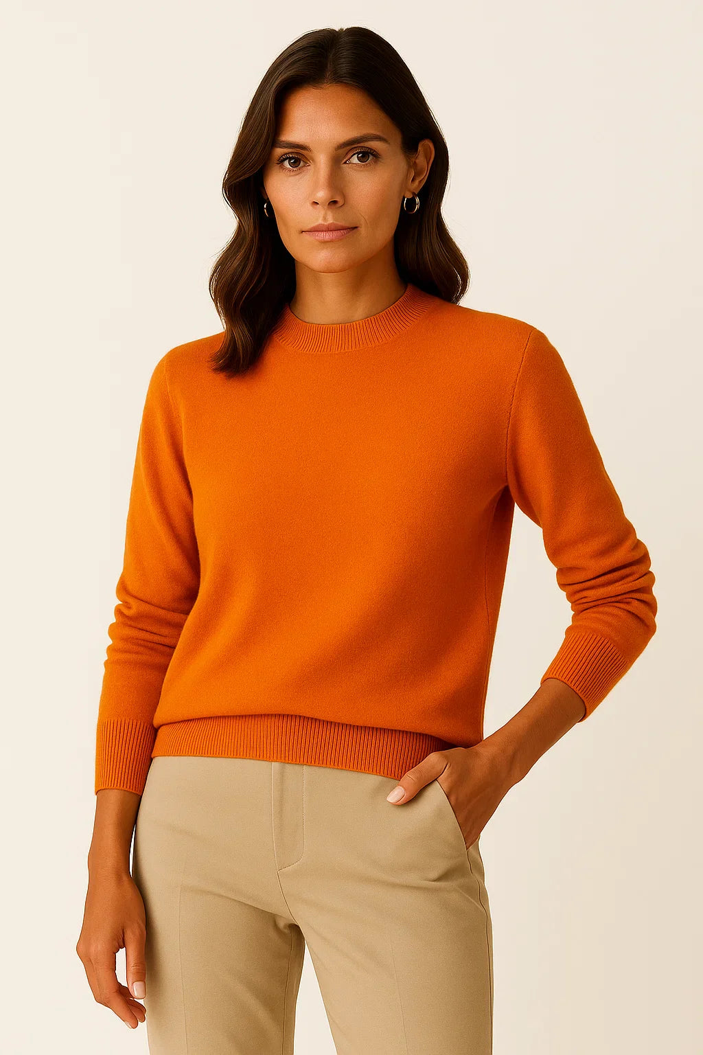 Damen Pullover Weicher Strick Mock Neck Casual Grau