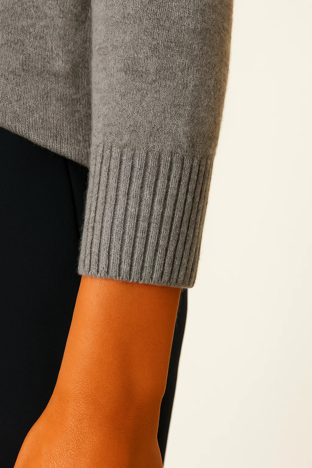 Damen Pullover Weicher Strick Mock Neck Casual Grau