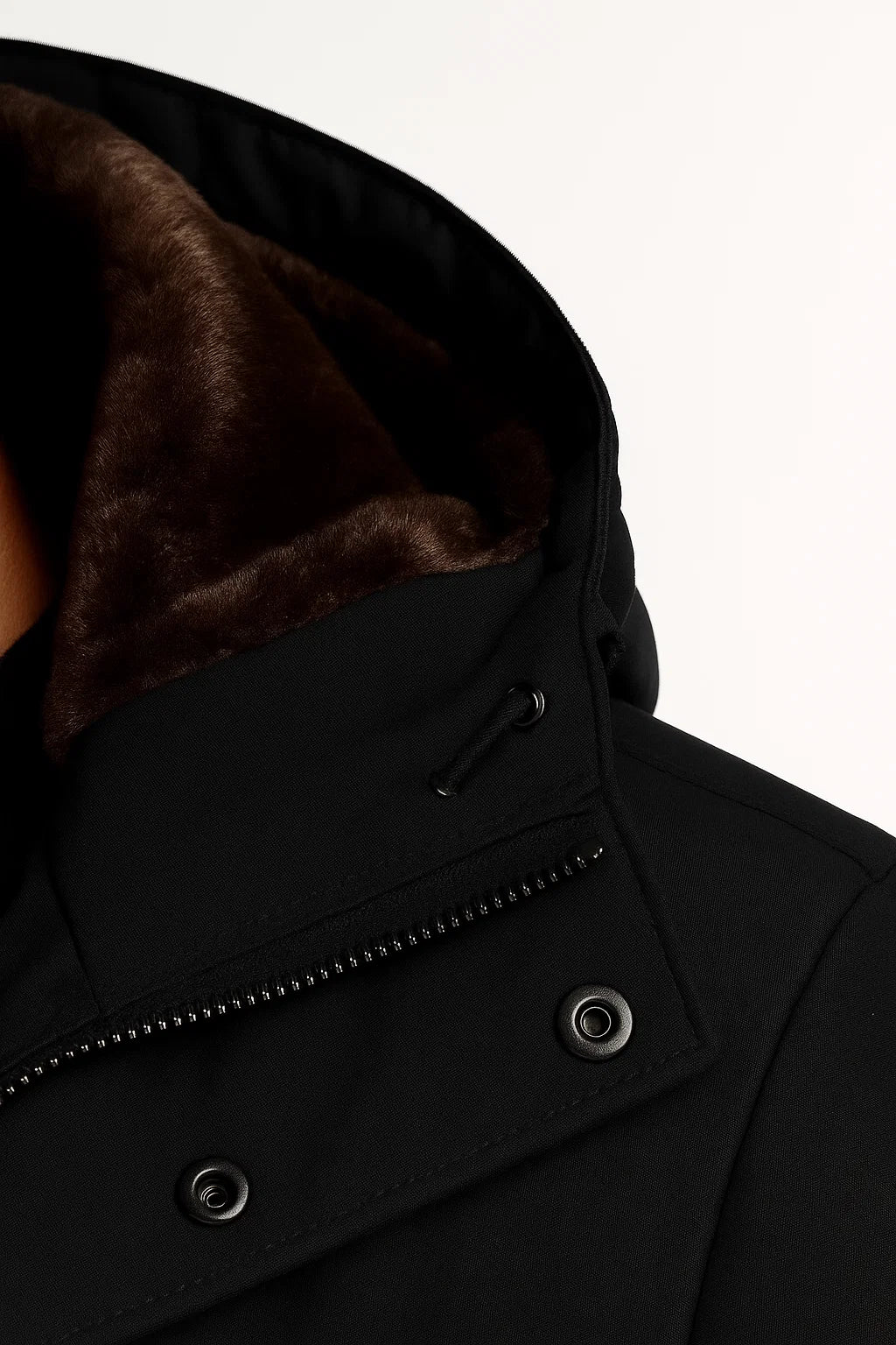 Herren Winterjacke Schwarze Lammwolle Oversized Kapuzen Dicke Padded Jacke