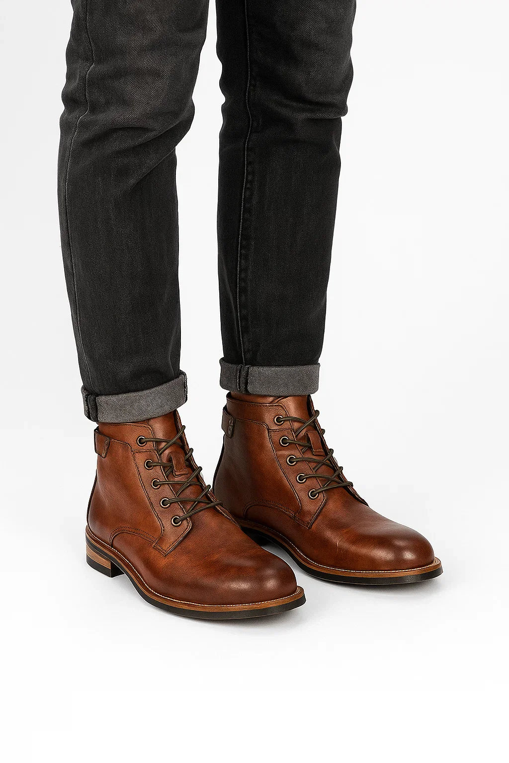 Schwarze Herren Leder Stiefeletten mit Schnürung – Komfortabel und Langlebig
