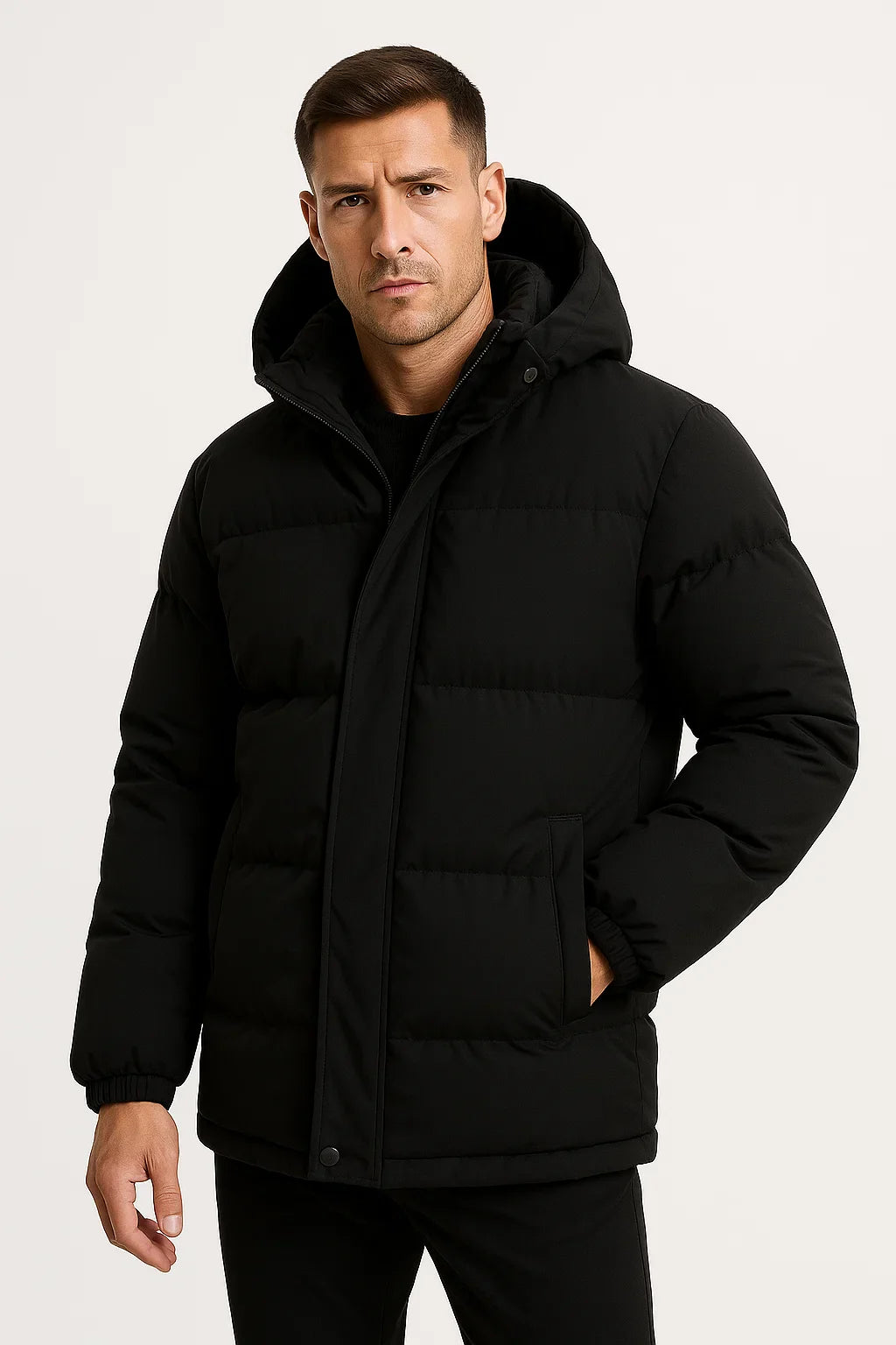 Herren Winterjacke mit Kapuze Winddicht Lässig Lockere Passform Parka