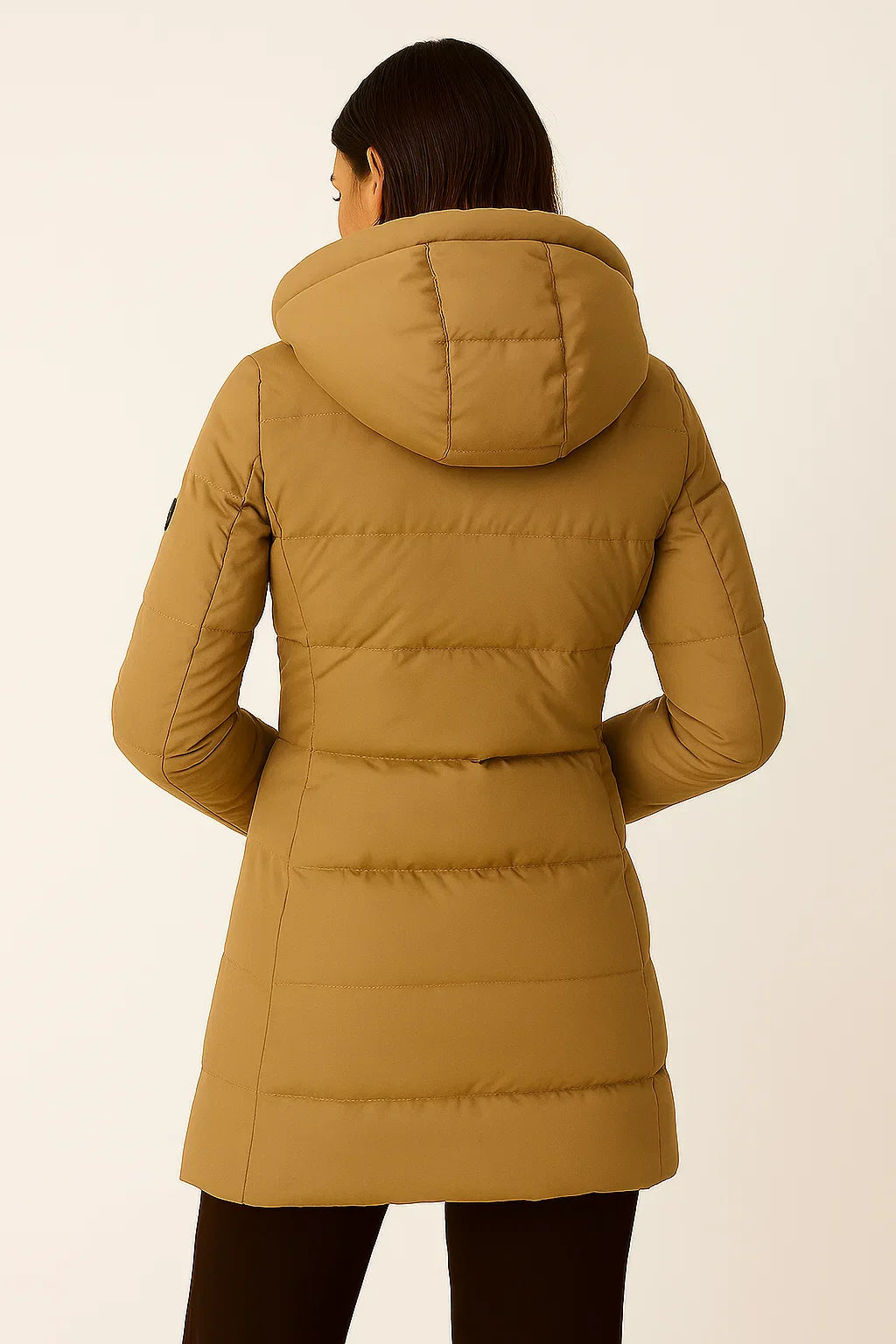 Damen Schwarze Pufferjacke Isoliert Polyester Elegantes Design für Herbst und Winter
