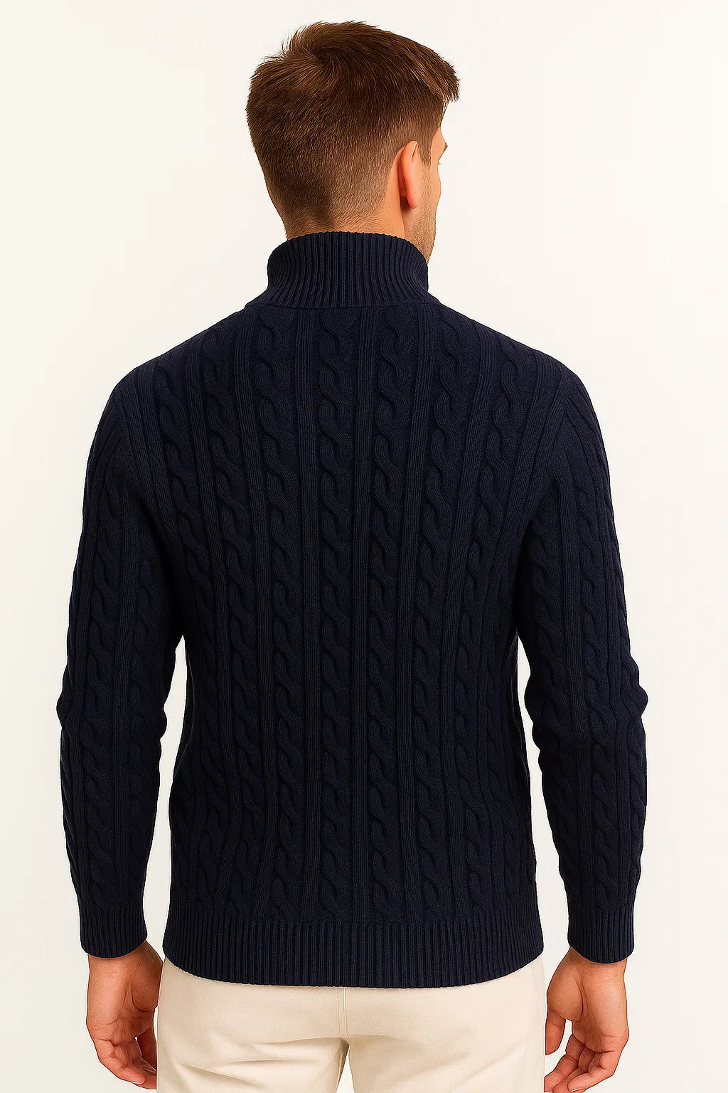 Schwergewicht Herren Quarter-Zip Pullover im Kabelstrick-Design