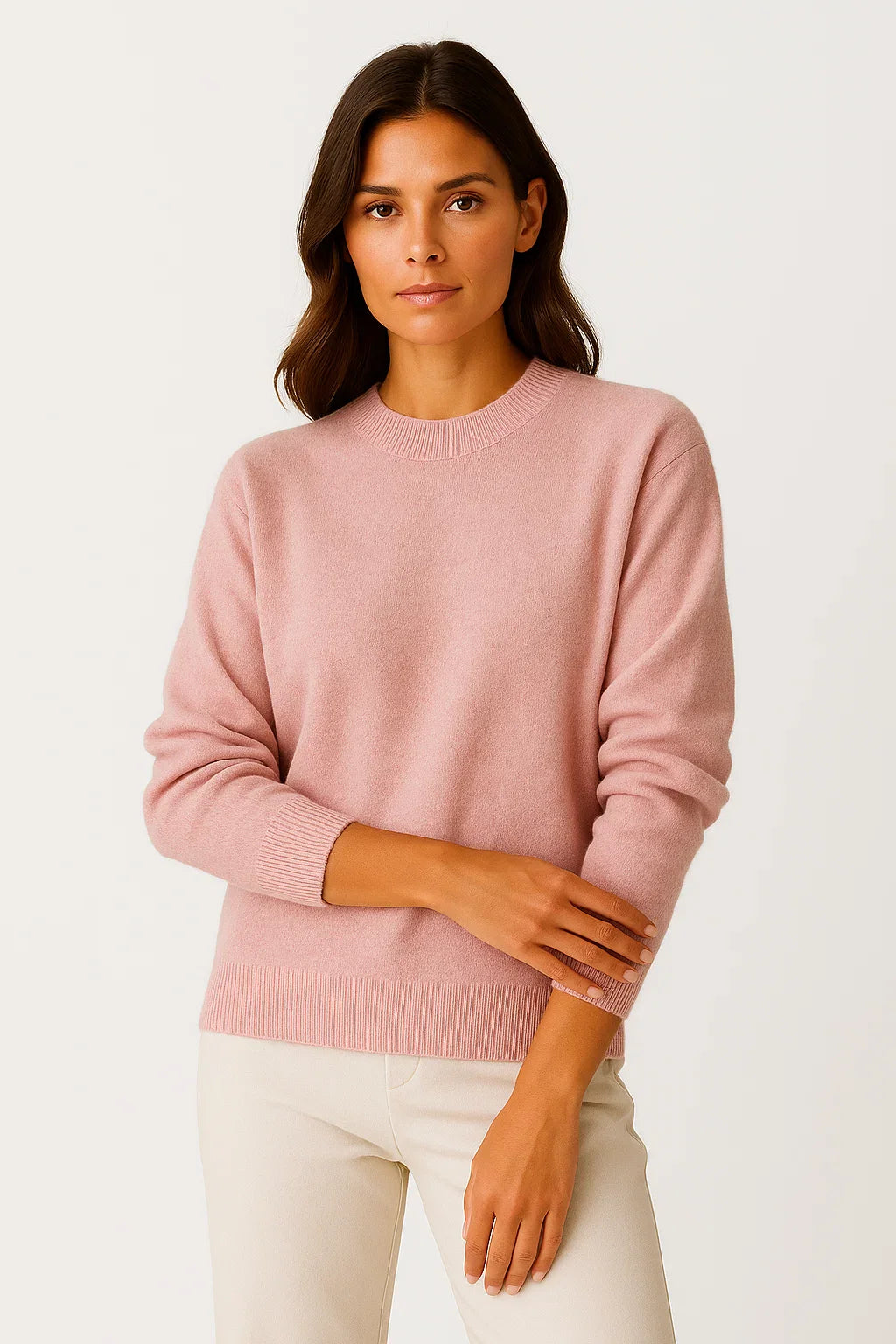 Damen Kaschmirpullover mit Stehkragen und langen Ärmeln