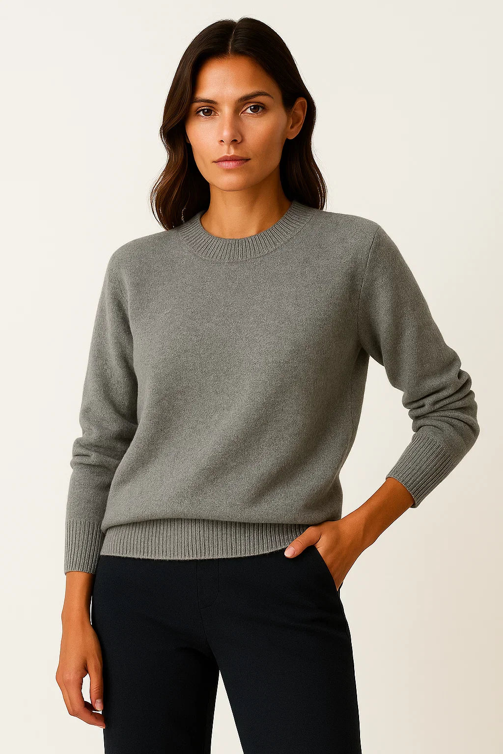 Damen Kaschmirpullover mit Stehkragen und langen Ärmeln