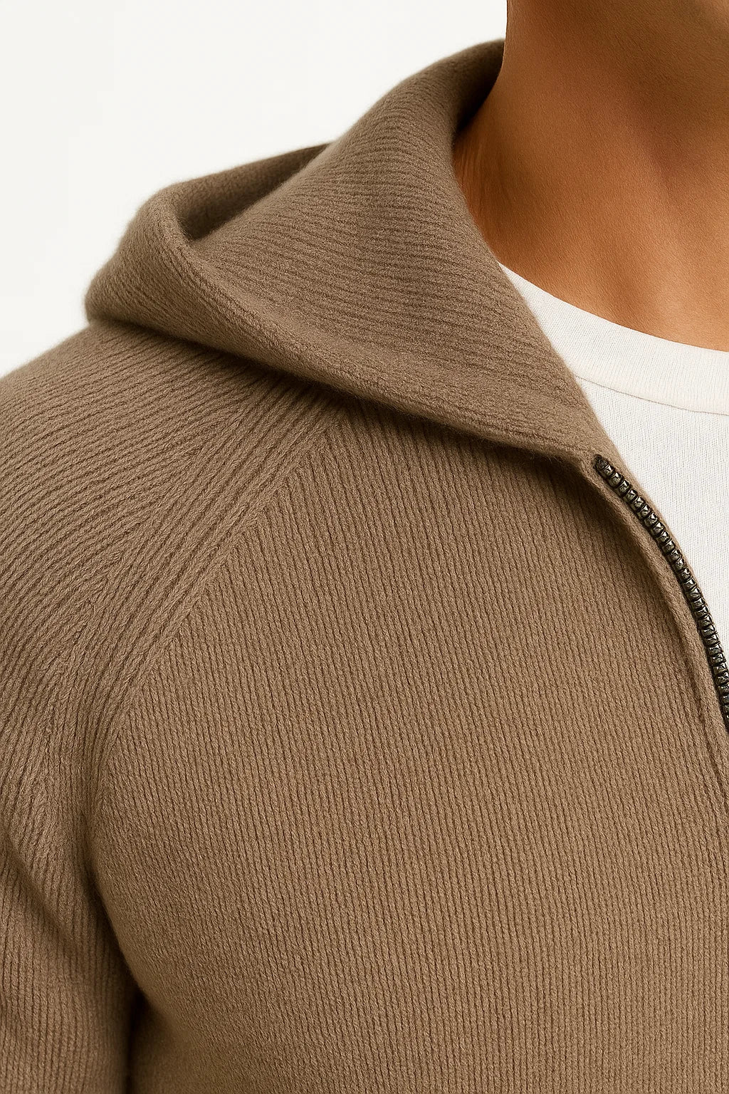 Herren Merinowolle Cardigan mit Kapuze – Dick gestrickte Jacke