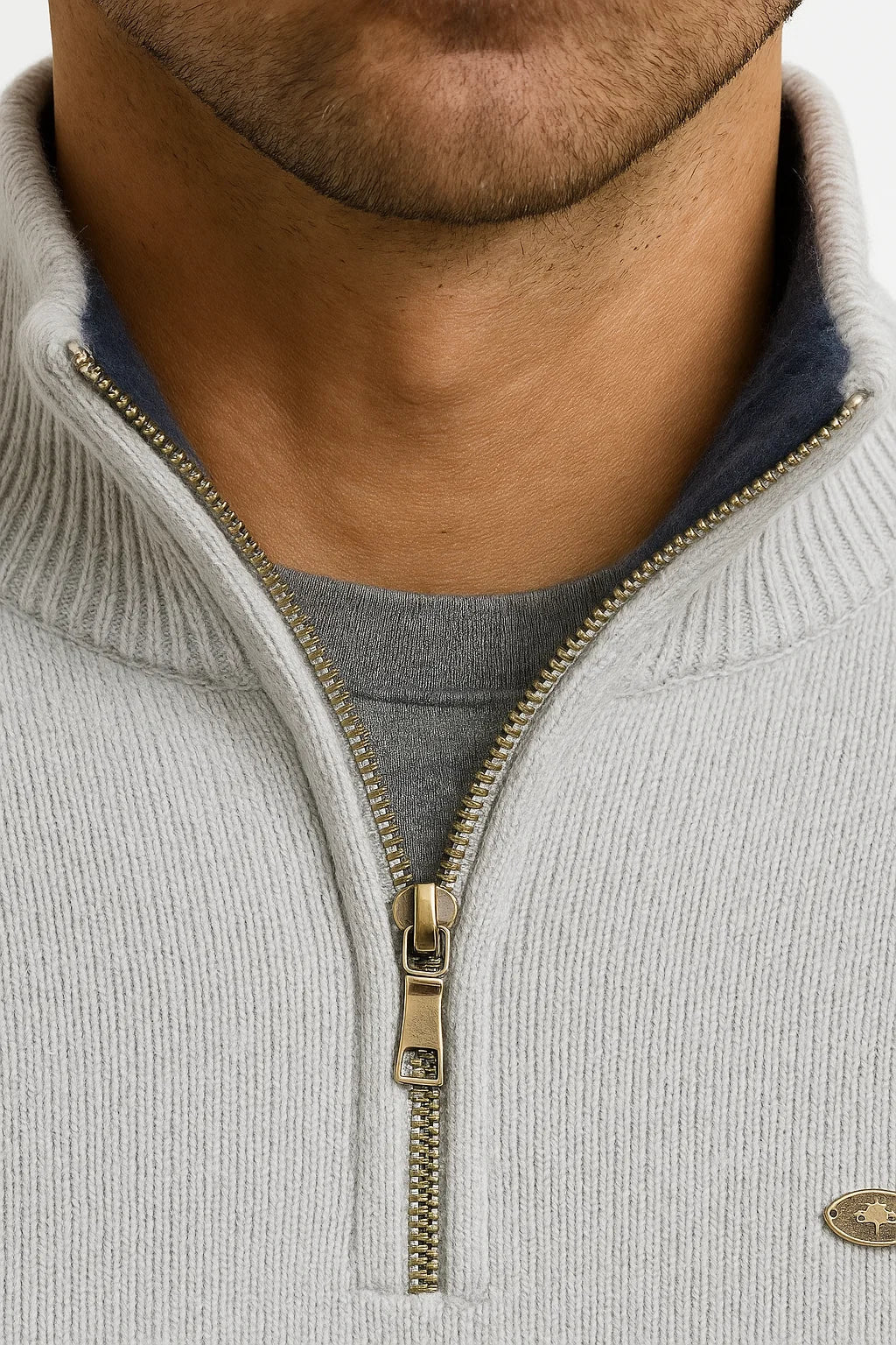 Herren Hochkragen Viertelzip Sweater aus Baumwolle