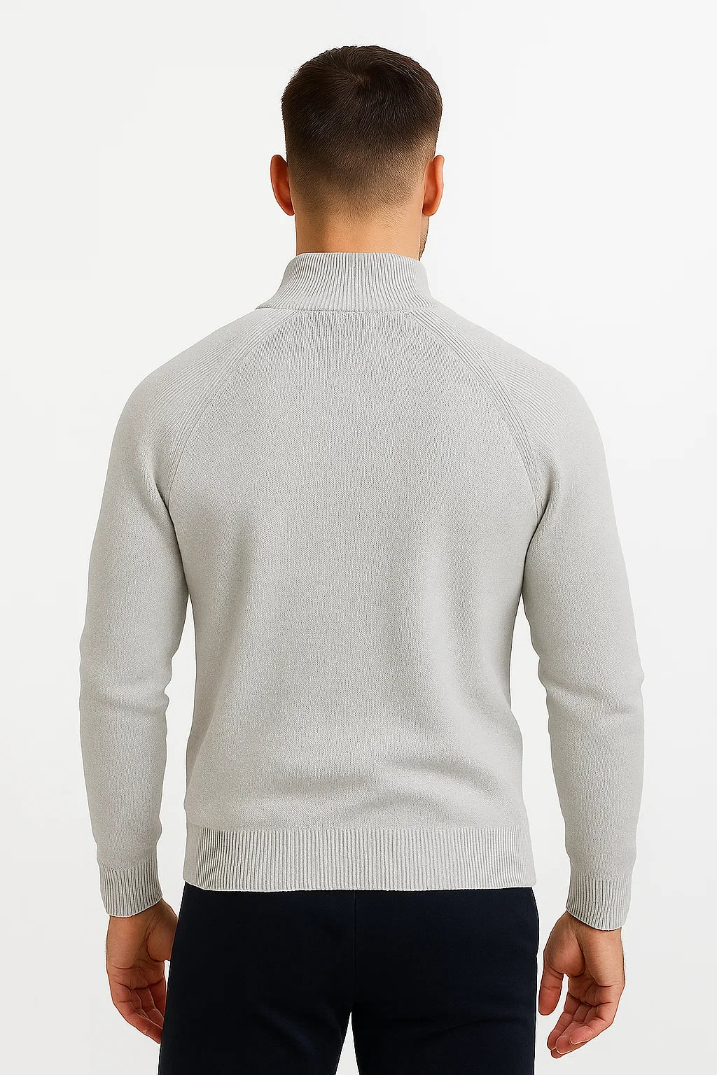 Herren Hochkragen Viertelzip Sweater aus Baumwolle