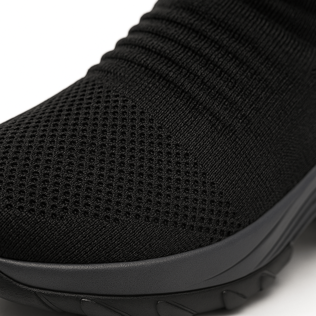 Atmungsaktive Slip-On Stretch Schuhe - Schwarz Grau