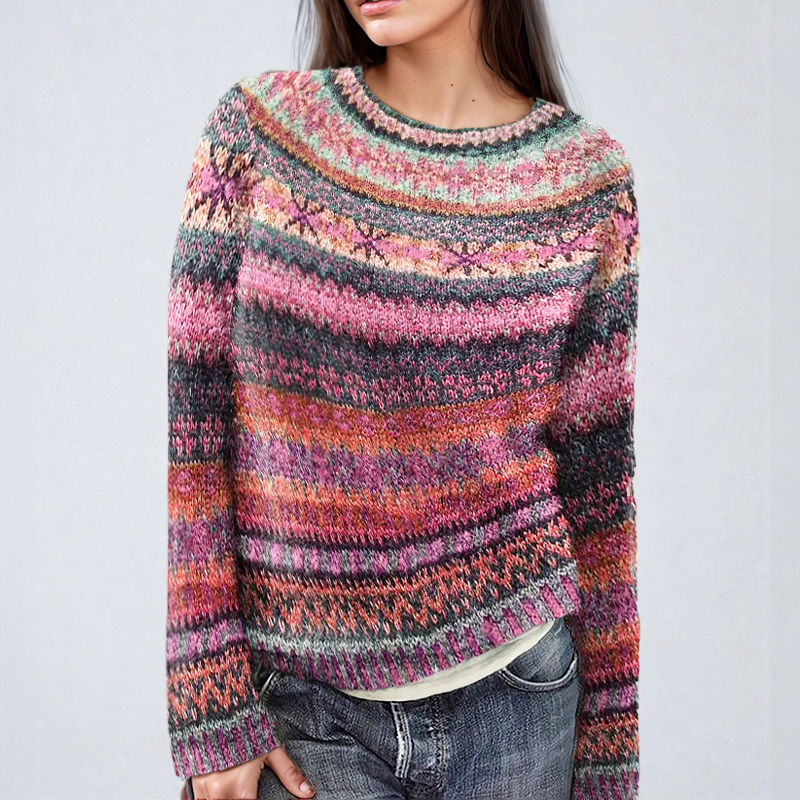 Patti | Bunter Gestreifter Strickpullover