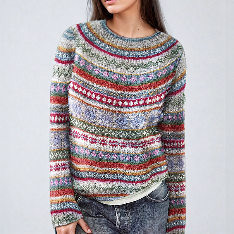 Patti | Bunter Gestreifter Strickpullover