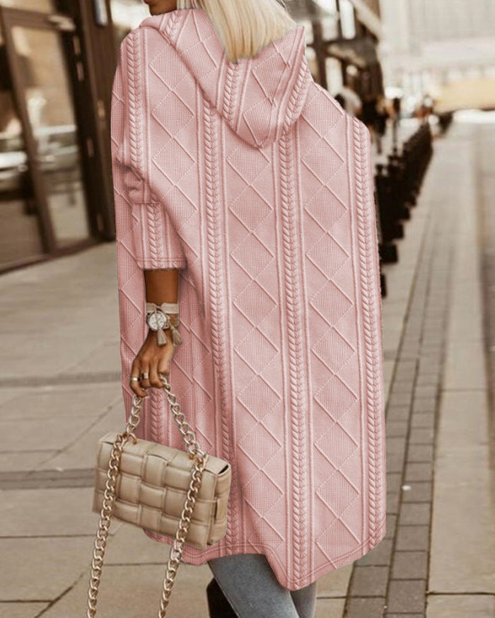 Monalisa – Lange Strickjacke mit Kapuze