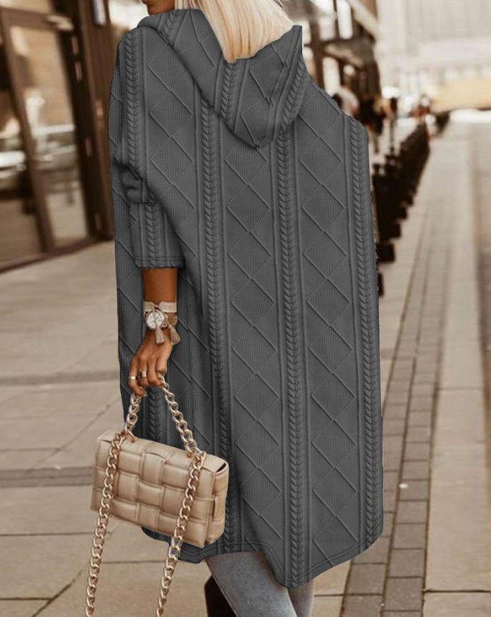 Monalisa – Lange Strickjacke mit Kapuze