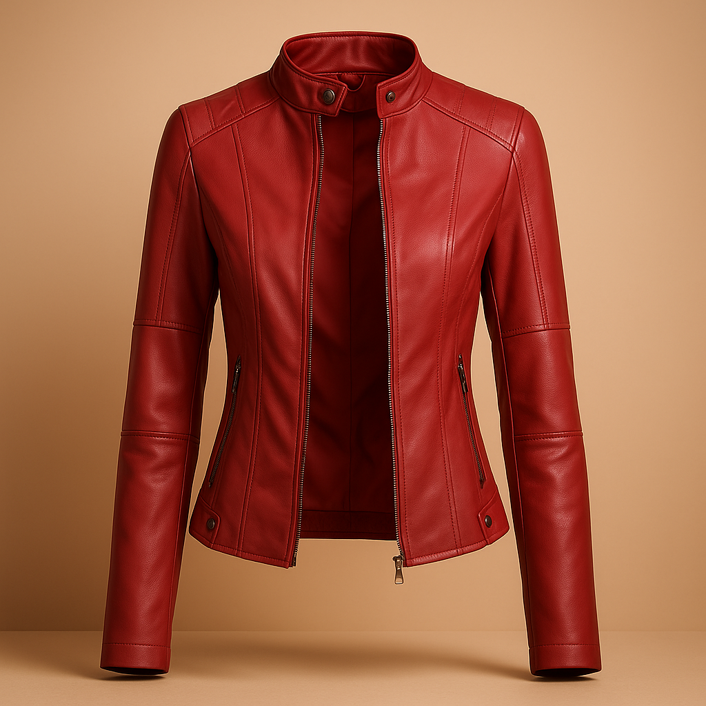 Elegante Lederjacke mit Kragen und Reißverschluss für Damen | Marije