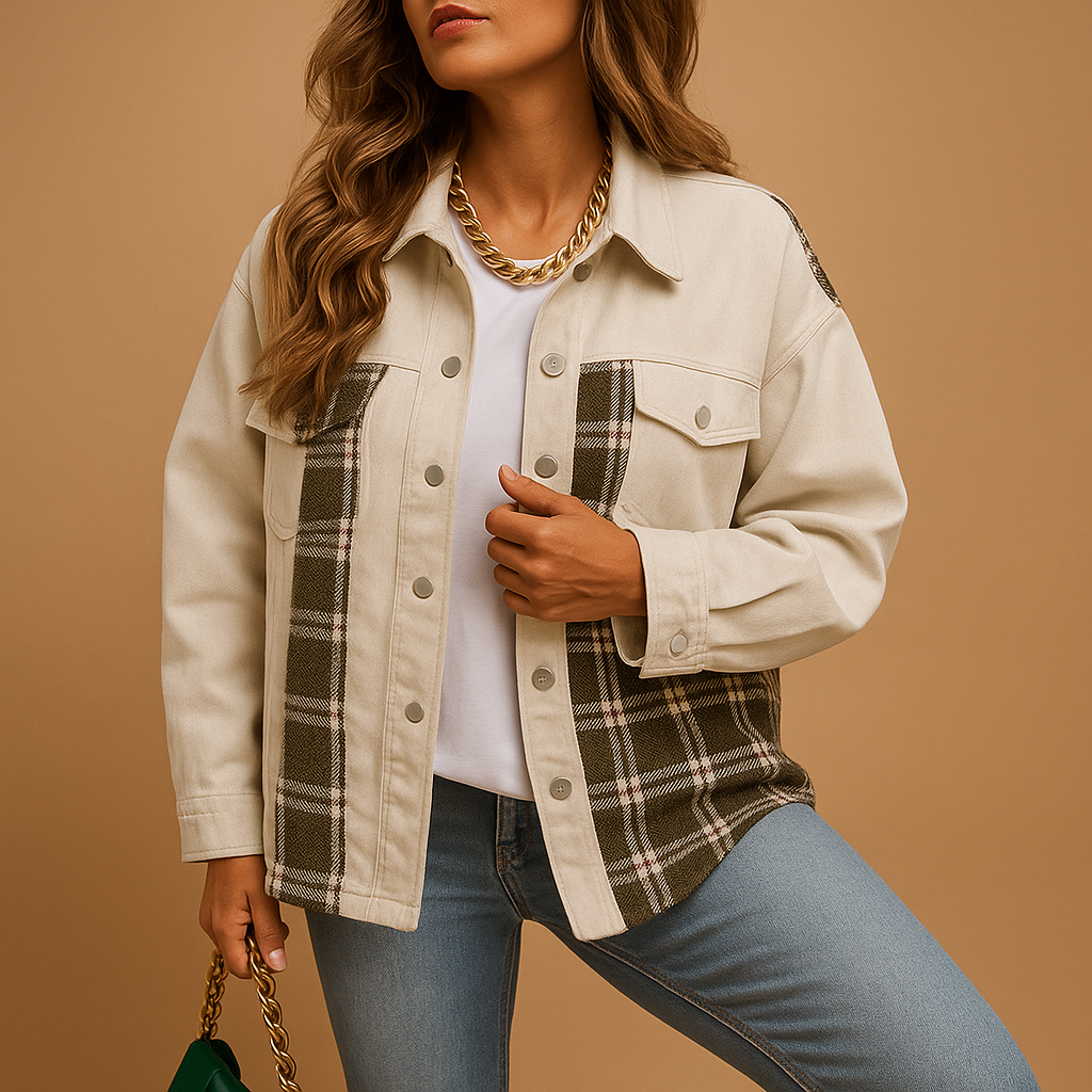 Karierter Denim-Look Mantel für Damen | Linde