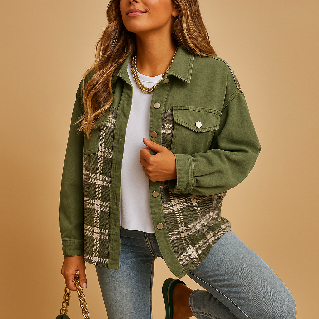 Karierter Denim-Look Mantel für Damen | Linde