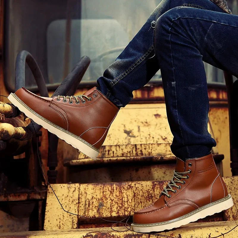 Herren Schnür-Stiefel mit Moc Toe, robuster Sohle und lässigem Streetstyle