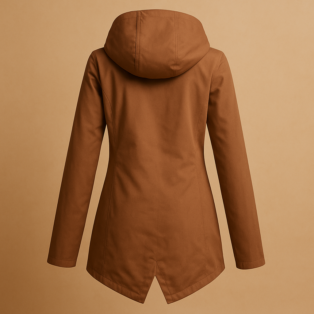Lange wasserabweisende Regenjacke mit Kapuze für Damen | Femke