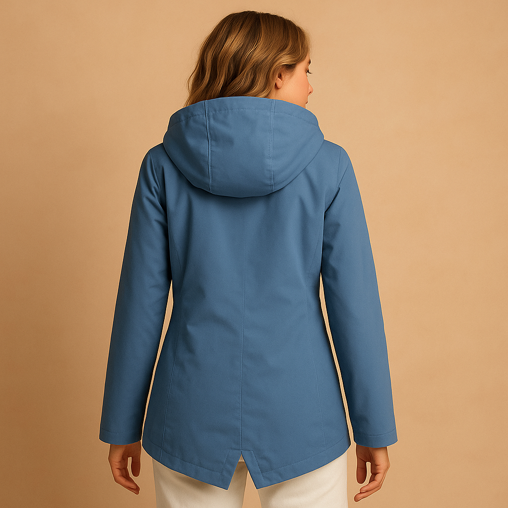 Lange wasserabweisende Regenjacke mit Kapuze für Damen | Femke