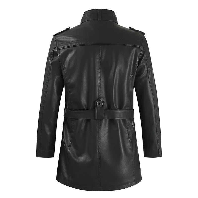 Stilvolle lange Motorradlederjacke